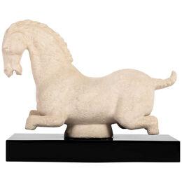 Italian Mid-Century offhwite colored Bitossi Ceramic Horse by Aldo Londi 1960s