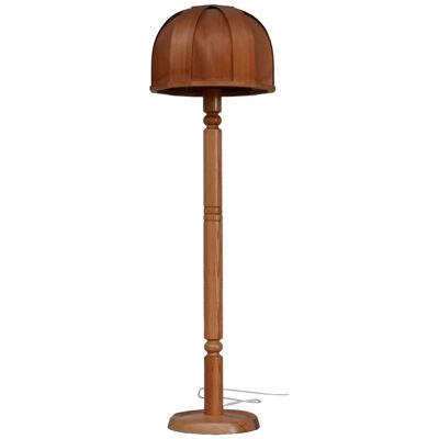 Pine Mid-Century Floor Lamp with Jacobsen Style Shade