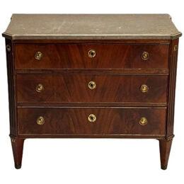 Gustavian, Louis XVI Style, Small Swedish Chest, Brass, Marble, Sweden, 1970s