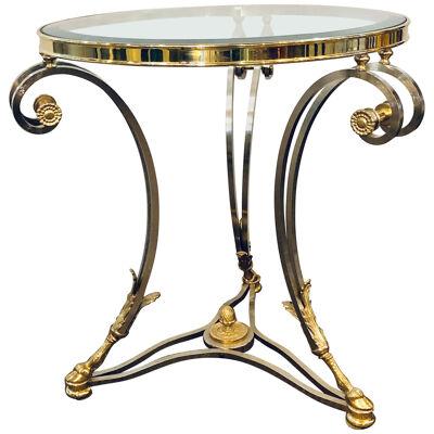 Hollywood Regency Steel and Bronze Gueridon or Center, End Table