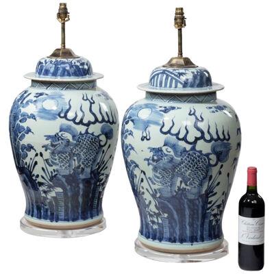 A Pair Of Very Large Chinese Ginger Jar Lamps