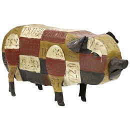 An Unusual Life Size Pig Made From US Licence Plates