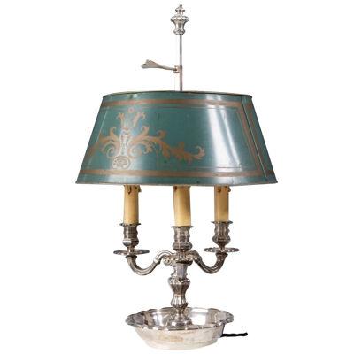 A Stylish Silver Plated Boulette Lamp With The Original Shade