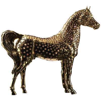 Gold Horse with Amber Crystals Sculpture