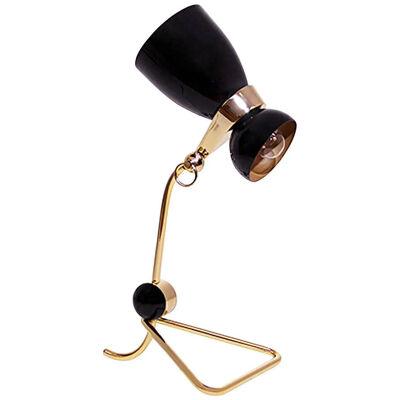 Derby Table Lamp in Glossy Black Finish and Gold Plate Structure