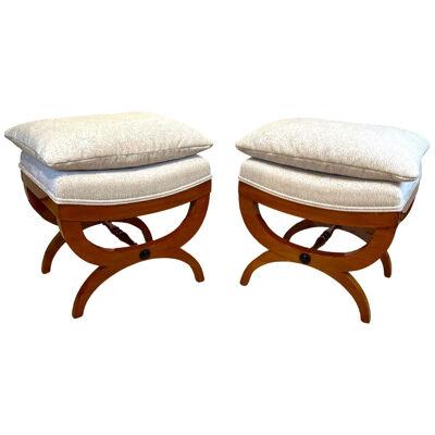 Pair of large Tabourets, Beech wood, France circa 1860