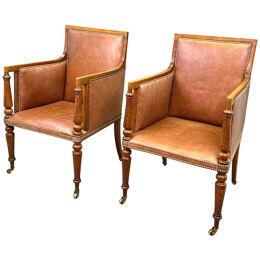 Pair Of Regency Library Bergere Chairs