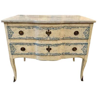 19th Century French Painted Blue and White Commode
