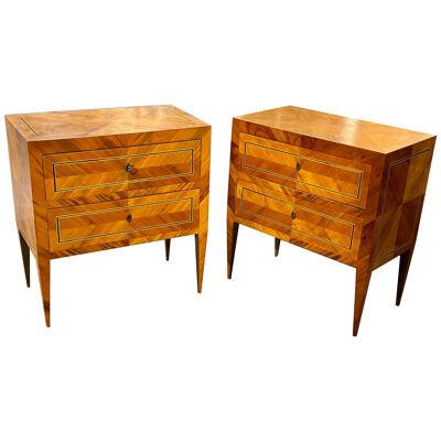 Pair of Neo-classical Inlaid Walnut Side Tables