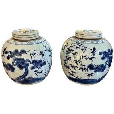 Pair of Vintage Chinese Covered Jars