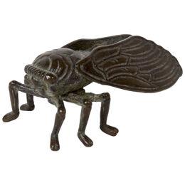 Japan bronze sculpture okimono cicada