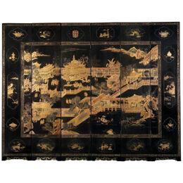 Chinese lacquered screen family Tower