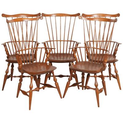 AF2-413: Set of 5 Late 20th Century Warren Chair Works Windsor Armchairs