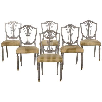 Set of six Gustavian style chairs, early 20th C.