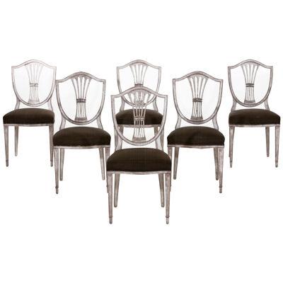 Set of six Gustavian style chairs, 20th C.