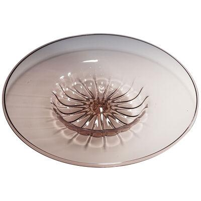 Very Large Vetro Soffiato Glass Dish by Vittorio Zecchin for Venini Murano 