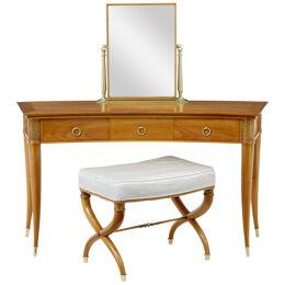 CONTEMPORY DRESSING TABLE AND STOOL IN CHERRY