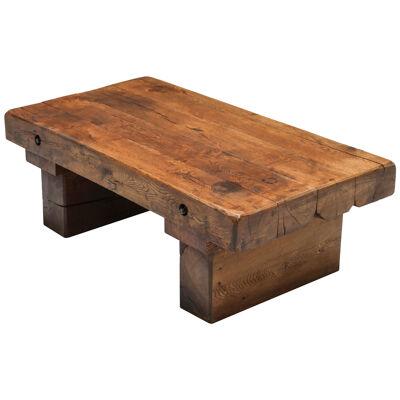 Rustic Solid Wood Coffee Table - 1950s