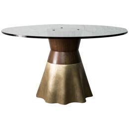 Limited Edition 21st Century Round Glass Dining Table in Cast Bronze, Tavola 9