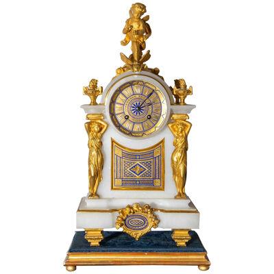 Alabaster Mantel Clock, sig. McDonald Glasgow, 19th century