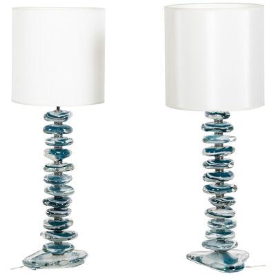 Pair of Lamps in Murano Glass, Contemporary Work