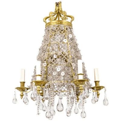 Chandelier in Crystal and Gilt Bronze, circa 1880