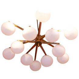 Angelo Lelli. Chandelier in brass and opaline. Contemporary. LS54392108A