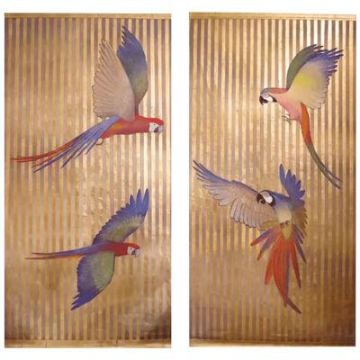 Painted Canvas Figuring Parrots, Contemporary