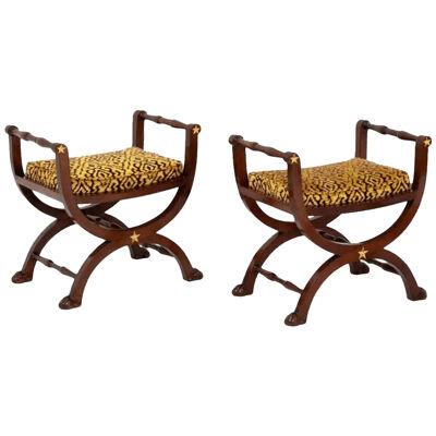 Pair of Empire Style Curule Seats, circa 1900