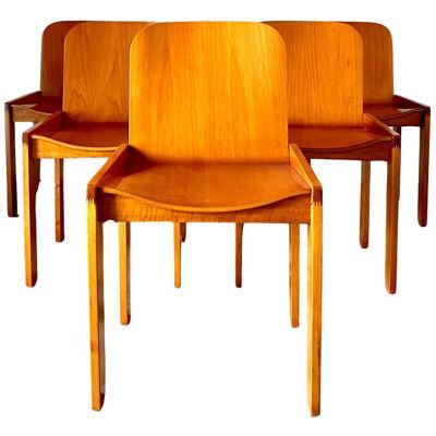 Dining room wood chairs, set of 6,  Tobia and Afra Scarpa style , Molteni Italy