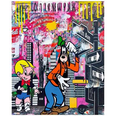 Pop Art Jozza "Lost in New York" Original Acrylic on Canvas, Signed