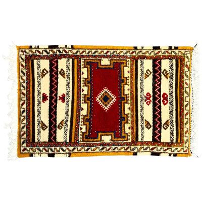 Boho Chic Moroccan Handwoven Geometrical Wool Rug or Carpet