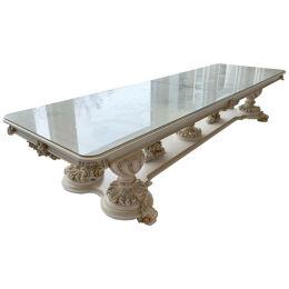 Monumental Italian Neoclassical Baroque Style Dining Table with Glass Top