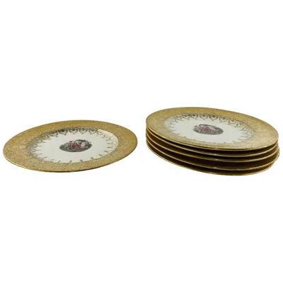 Federal Style Sabin Crest -O- Gold Warranted 22K Gold Dinner Plate, Set of 6