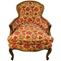 19th Century French Louis XV Bergere Arm Chair in a Fine Floral Upholstery