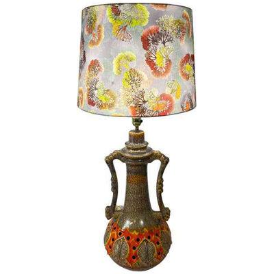 Mid-Century Urn or Jar Converted Table Lamp with Custom Shade