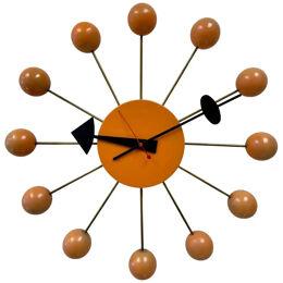 Rare Mid Century Modern George Nelson Orange Ball Clock Model 4755