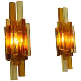 Pair of glass wall lamps by Svend Aage Holm Sørensen, 1960s