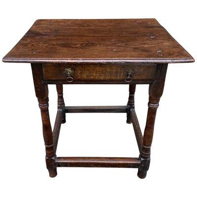 Very Early 18th Century English Oak Joint Table with Drawer