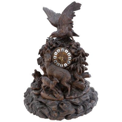 Hand- Carved Swiss Black Forest Mantle Clock