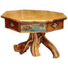 Adirondack Octagon Moose Painted Table