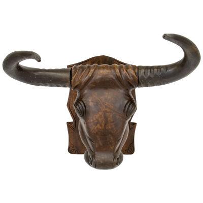 Hand-Carved Steer Head Trade Sign