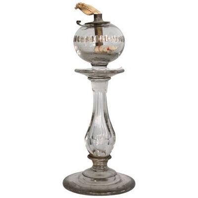19th Century French Glass Bubble Oil Lamp