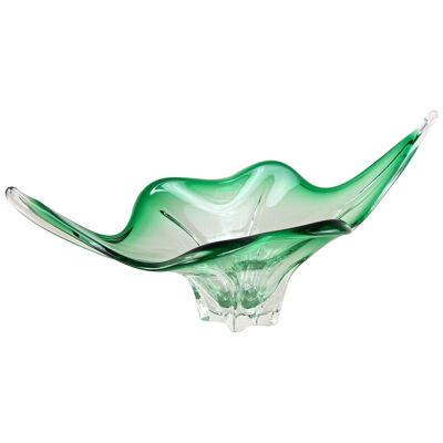Mid Century Modern Murano Glass Bowl, Green/ Clear Tones - Italy ca. 1960