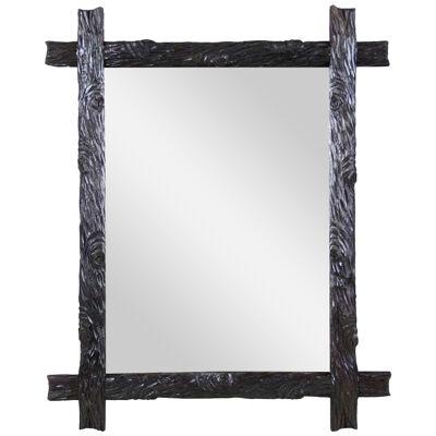 Rustic Black Forest Wall Mirror Hand Carved, Austria, circa 1870