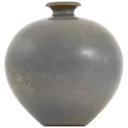 Ceramic Vase in Hare Fur Glaze by Berndt Friberg, 1960 Gustavsberg