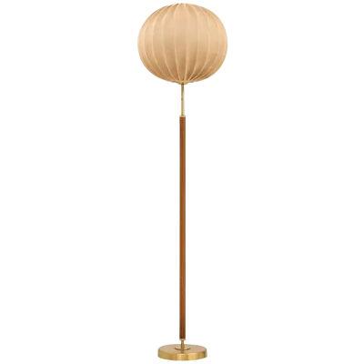Floor Lamp in Brass and Fabric by Hans Bergström, 1950's