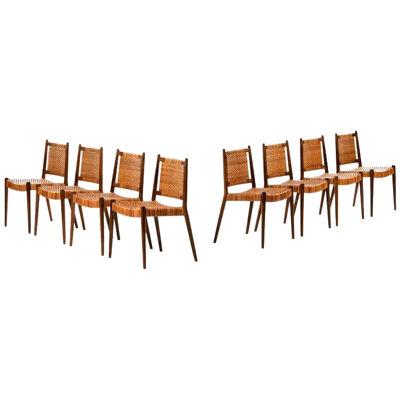 Set of 8 Dining Chairs in Rosewood and Woven Cane by Steffan Syrach-Larsen, 1960