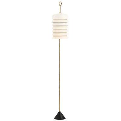 Large Floor Lamp in Brass, Black and White Metal by Hans-Agne Jakobsson, 1950's