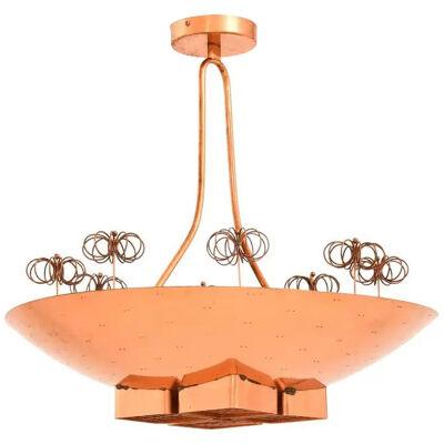 Ceiling Lamp in Copper and Brass by Paavo Tynell, 1940's, Taito Oy